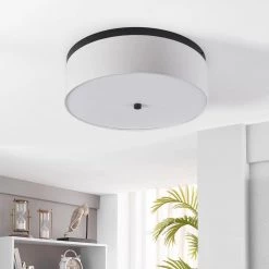 Braxton 20 in. Round White and Black Flush Mount by Bromi Design