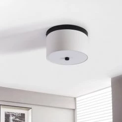 Braxton 10 in. Round White and Black Flush Mount by Bromi Design