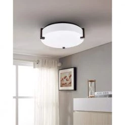 Harlna 2-Light 13.70 in. Dia Flush Mount Ceiling Fixture by Bromi Design -Litton Lane Sales oil rubbed bronze bromi design flush mount lights b6703 4f 1000