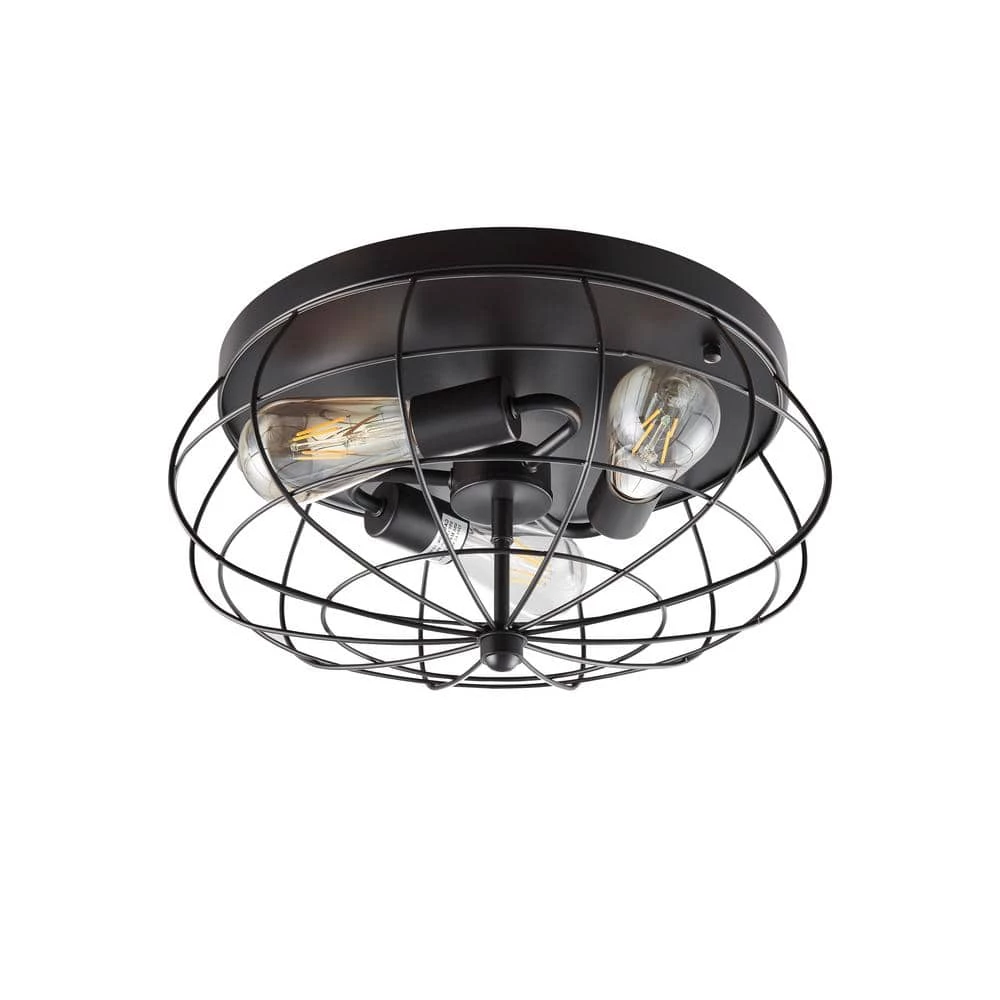 Brixton 15.35 in. 3-Light Dia Oil Rubbed Bronze Flush Mount Ceiling Fixture by Bromi Design 4 Brixton 15.35 in. 3-Light Dia Oil Rubbed Bronze Flush Mount Ceiling Fixture by Bromi Design - Image 2