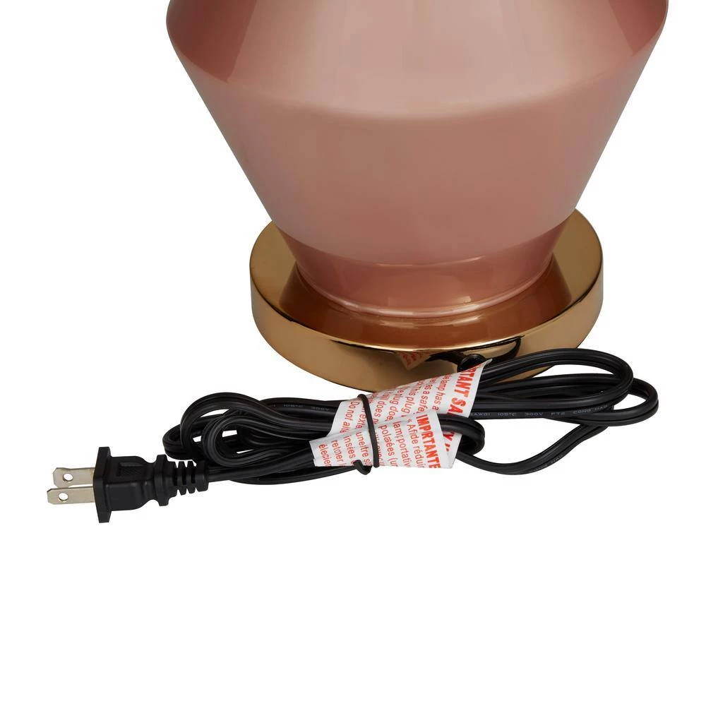 20 In. Pink Polyester Glam Table Lamp by Litton Lane 9 20 In. Pink Polyester Glam Table Lamp by Litton Lane - Image 7