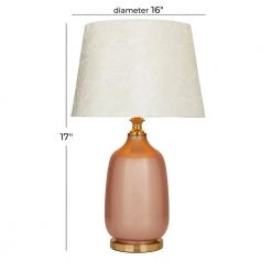 17 In. Pink Polyester Glam Table Lamp by Litton Lane -Litton Lane Sales pink litton lane table lamps 040882 76 1000