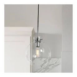 Marson - Polished Nickel Round Glass and Metal Ceiling Pendant Light by Robert Stevenson Lighting -Litton Lane Sales polished nickel robert stevenson lighting pendant lights ec1148b 31 1000