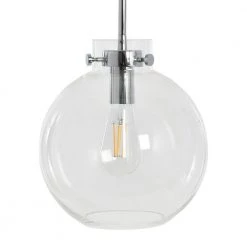 Marson - Polished Nickel Round Glass and Metal Ceiling Pendant Light by Robert Stevenson Lighting