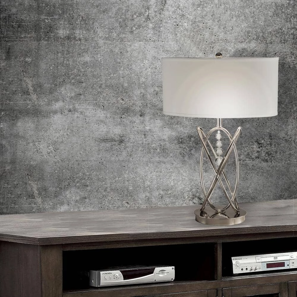 24.5 in. Polished Nickel Table Lamp with Fabric by Springdale Lighting 4 24.5 in. Polished Nickel Table Lamp with Fabric by Springdale Lighting - Image 2