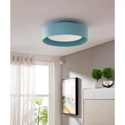 Lynch 15.75 in. 3-Light Powder Blue Flush Mount Ceiling Light by Bromi Design -Litton Lane Sales powder blue bromi design flush mount lights b4106bb 4f 1000