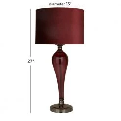 27 In. Red Velvet Glam Table Lamp by Litton Lane -Litton Lane Sales red litton lane table lamps 040480 76 1000