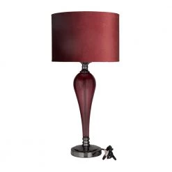 27 In. Red Velvet Glam Table Lamp by Litton Lane -Litton Lane Sales red litton lane table lamps 040480 c3 1000