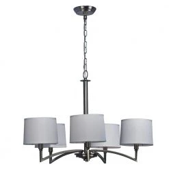 5-Light Satin Nickel Chandelier with Fabric Shade by Springdale Lighting
