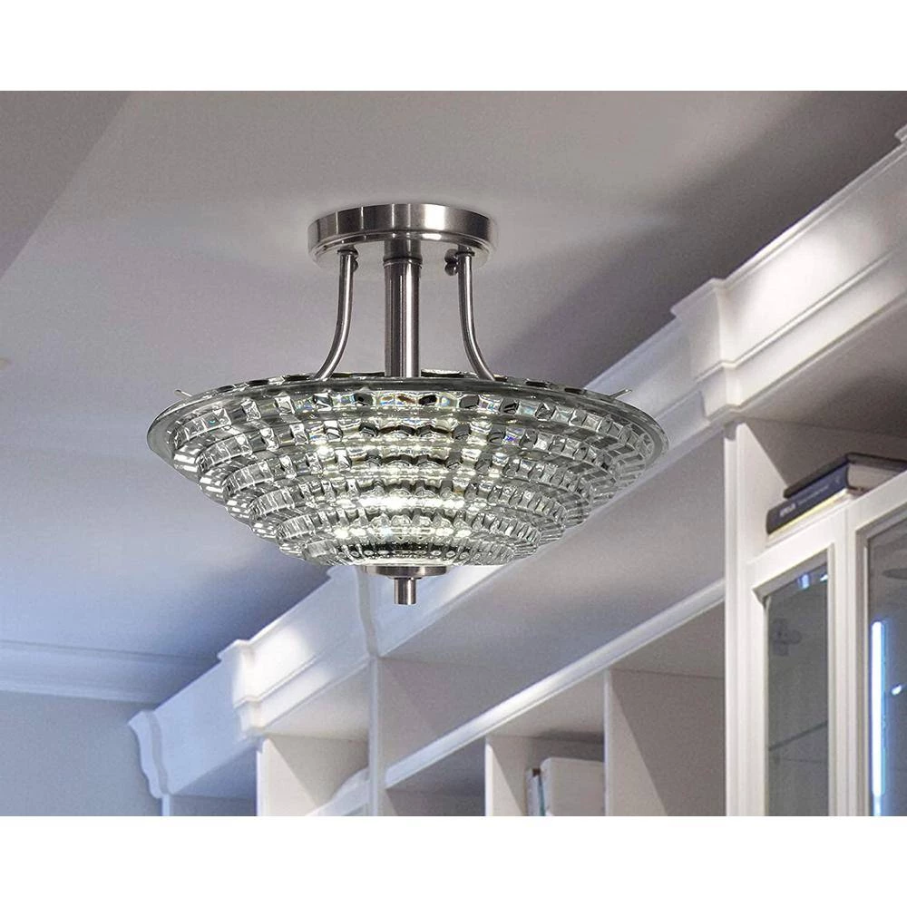Wendy 18-Watt Satin Nickel Integrated LED Ceiling Semi-Flush Mount by Springdale Lighting 4 Wendy 18-Watt Satin Nickel Integrated LED Ceiling Semi-Flush Mount by Springdale Lighting - Image 2