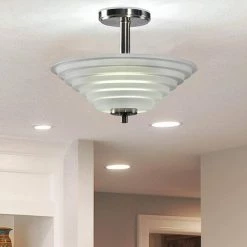 Solomon 18-Watt Satin Nickel Integrated LED Ceiling Semi-Flush Mount by Springdale Lighting 7 Solomon 18-Watt Satin Nickel Integrated LED Ceiling Semi-Flush Mount by Springdale Lighting -Litton Lane Sales satin nickel springdale lighting flush mount lights gh15498led 31 1000