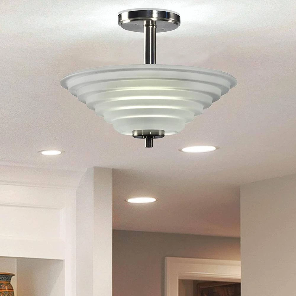 Solomon 18-Watt Satin Nickel Integrated LED Ceiling Semi-Flush Mount by Springdale Lighting 5 Solomon 18-Watt Satin Nickel Integrated LED Ceiling Semi-Flush Mount by Springdale Lighting - Image 3