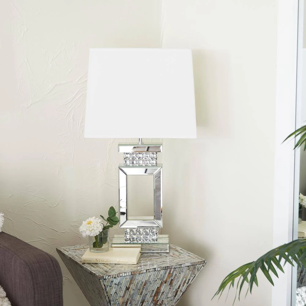 29 in. Silver Wood Glam Table Lamp by Litton Lane 10 29 in. Silver Wood Glam Table Lamp by Litton Lane - Image 8