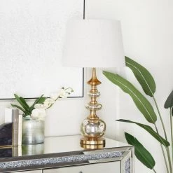 30 in. Gold Linen Transitional Buffet Lamp by Litton Lane 17 30 in. Gold Linen Transitional Buffet Lamp by Litton Lane -Litton Lane Sales silver litton lane table lamps 040567 31 1000
