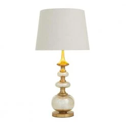 30 in. Gold Linen Transitional Buffet Lamp by Litton Lane