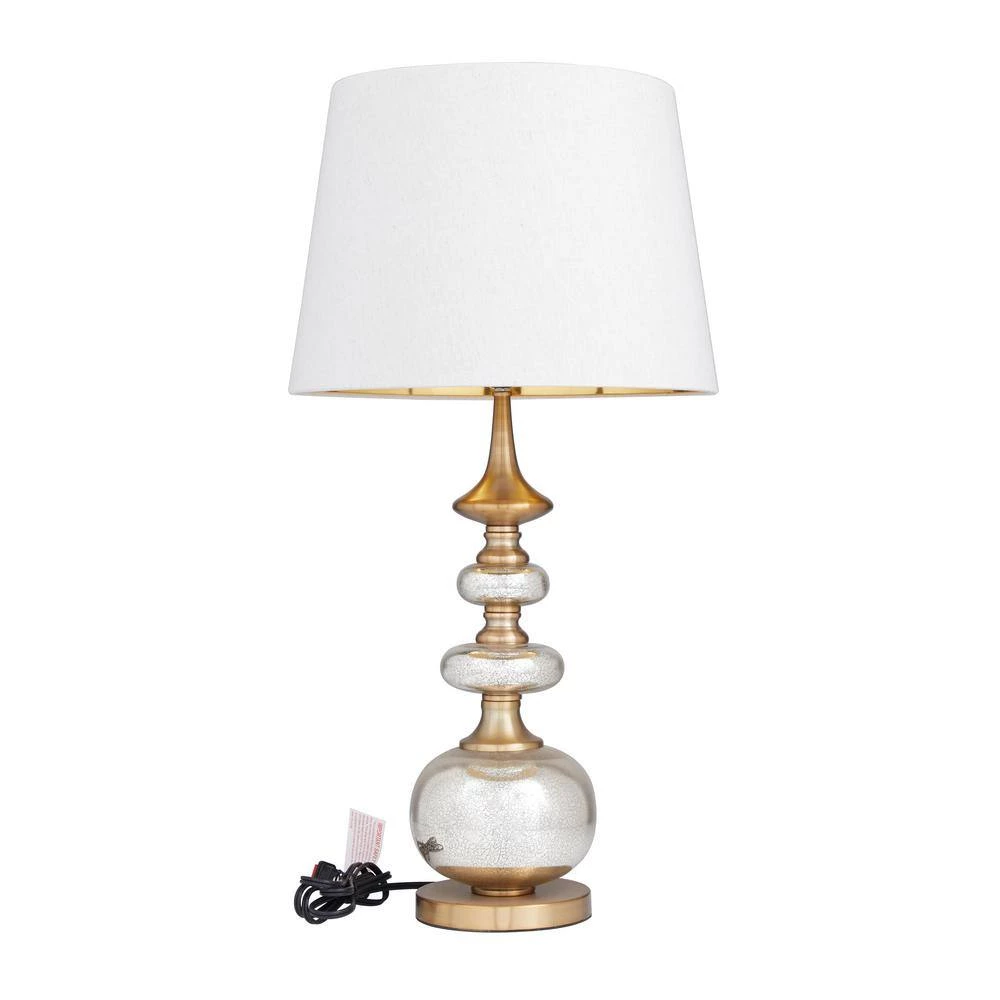 30 in. Gold Linen Transitional Buffet Lamp by Litton Lane 6 30 in. Gold Linen Transitional Buffet Lamp by Litton Lane - Image 4