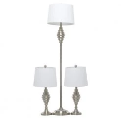 59 In. Silver Metal Coastal Table Lamp (Set of 3) by Litton Lane