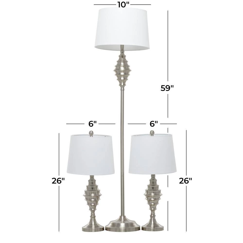 59 In. Silver Metal Coastal Table Lamp (Set of 3) by Litton Lane 12 59 In. Silver Metal Coastal Table Lamp (Set of 3) by Litton Lane - Image 10