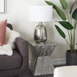 25 In. Silver Linen Traditional Table Lamp by Litton Lane 17 25 In. Silver Linen Traditional Table Lamp by Litton Lane -Litton Lane Sales silver litton lane table lamps 040974 31 1000