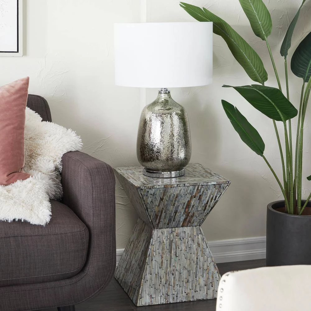 25 In. Silver Linen Traditional Table Lamp by Litton Lane 10 25 In. Silver Linen Traditional Table Lamp by Litton Lane - Image 8