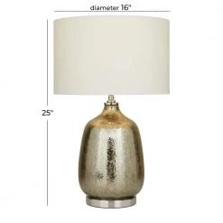 25 In. Silver Linen Traditional Table Lamp by Litton Lane 16 25 In. Silver Linen Traditional Table Lamp by Litton Lane -Litton Lane Sales silver litton lane table lamps 040974 76 1000