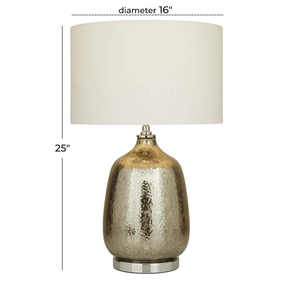 25 In. Silver Linen Traditional Table Lamp by Litton Lane 9 25 In. Silver Linen Traditional Table Lamp by Litton Lane - Image 7