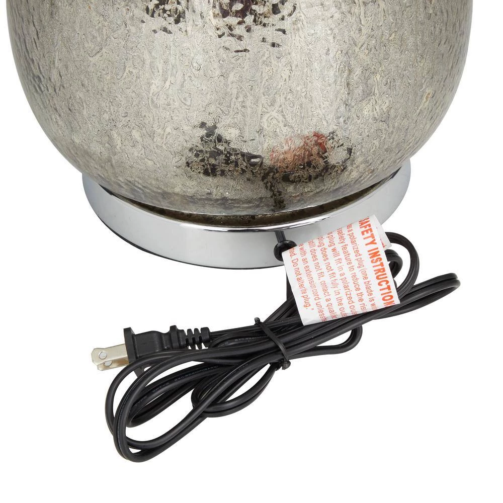 25 In. Silver Linen Traditional Table Lamp by Litton Lane 4 25 In. Silver Linen Traditional Table Lamp by Litton Lane - Image 2