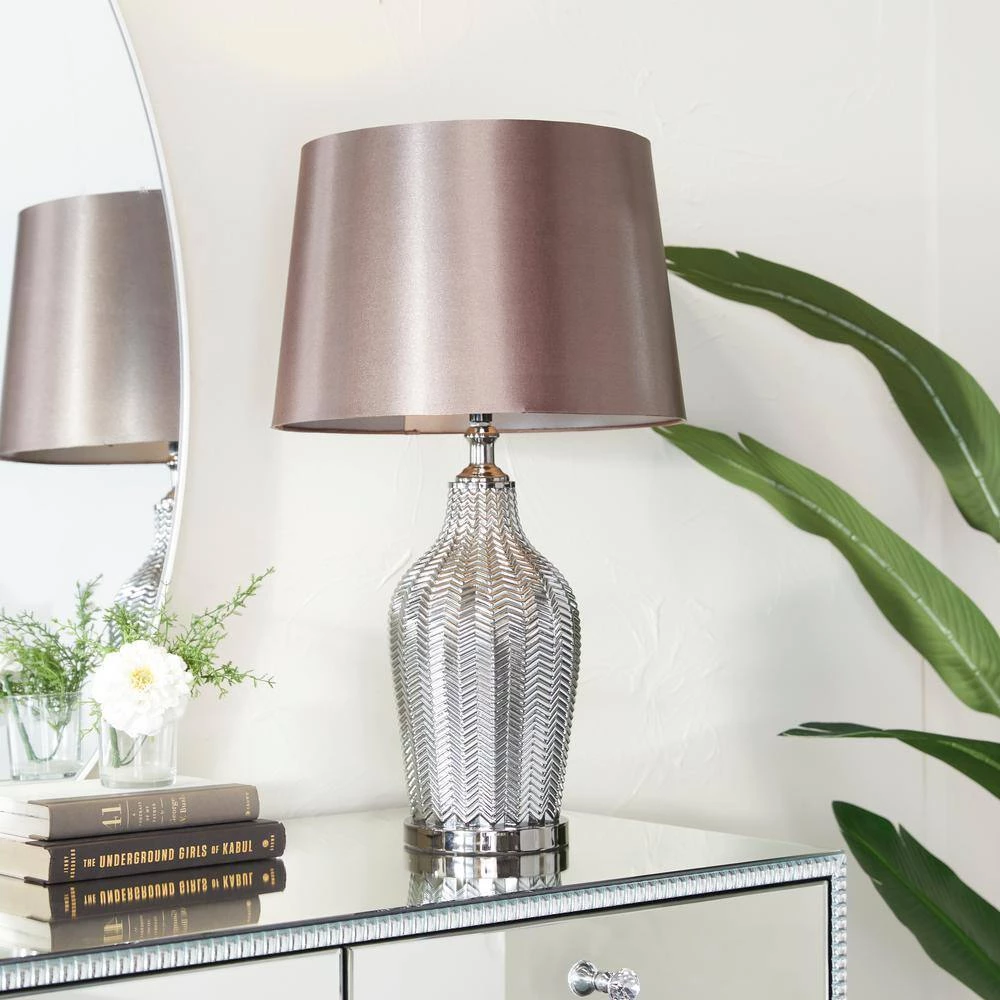 25 In. Black Linen Contemporary Table Lamp by Litton Lane 11 25 In. Black Linen Contemporary Table Lamp by Litton Lane - Image 9