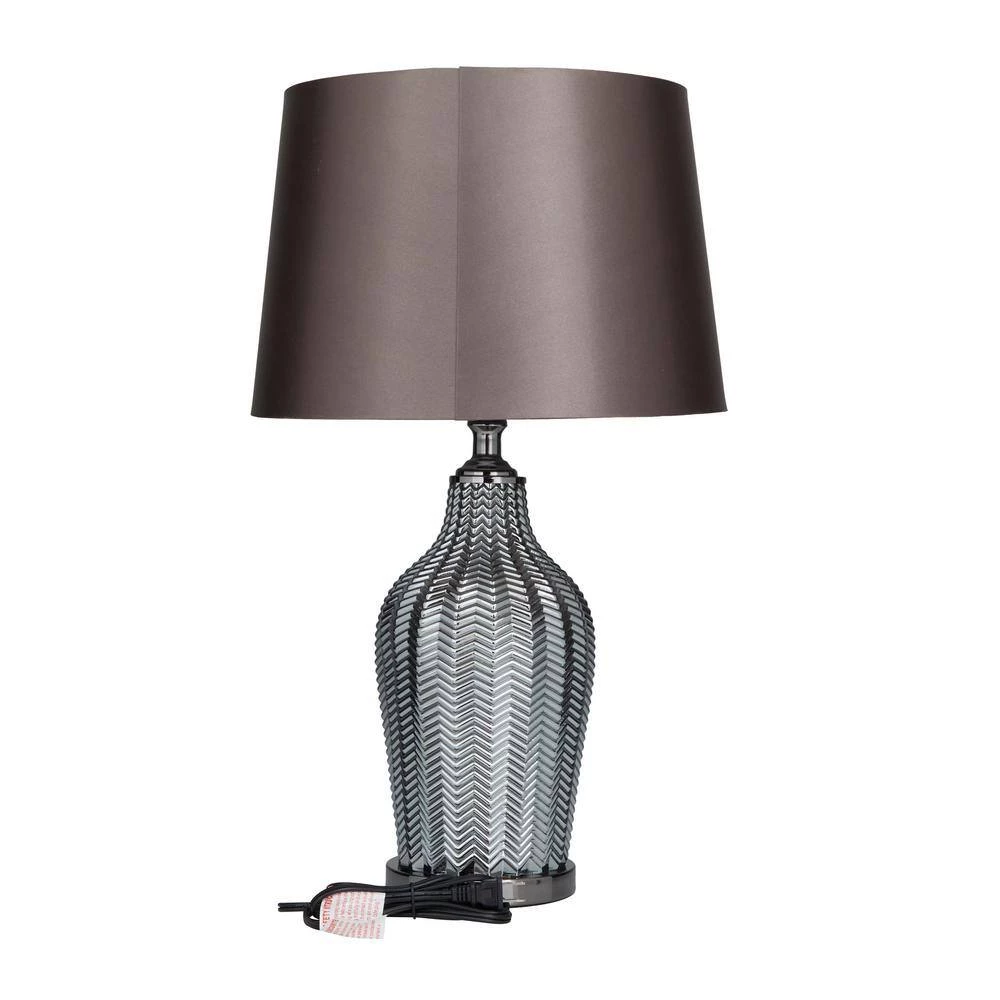 25 In. Black Linen Contemporary Table Lamp by Litton Lane 5 25 In. Black Linen Contemporary Table Lamp by Litton Lane - Image 3