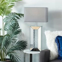 31 in. Silver Glass Table Lamp by Litton Lane -Litton Lane Sales silver litton lane table lamps 042179 31 1000