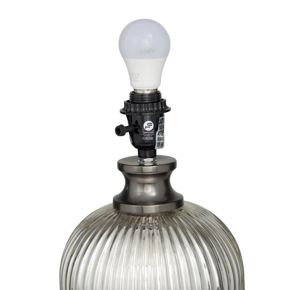27 in. Grey Glass Modern Accent Lamp by Litton Lane 4 27 in. Grey Glass Modern Accent Lamp by Litton Lane - Image 2