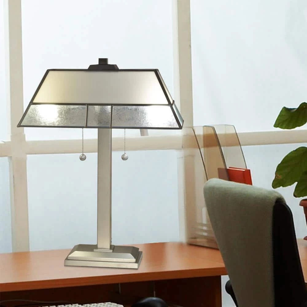 Concord 24 in. Silver Table Lamp with Fused Glass Shade by Springdale Lighting 8 Concord 24 in. Silver Table Lamp with Fused Glass Shade by Springdale Lighting - Image 6