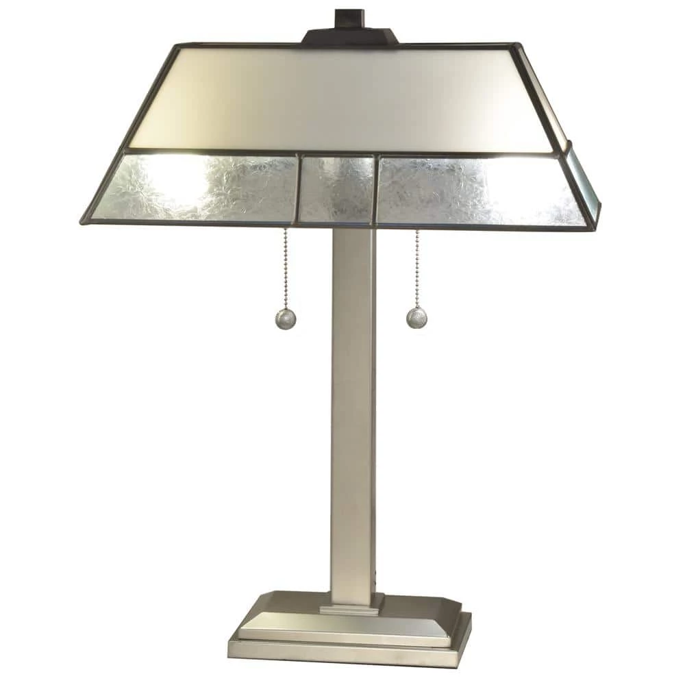 Concord 24 in. Silver Table Lamp with Fused Glass Shade by Springdale Lighting 3 Concord 24 in. Silver Table Lamp with Fused Glass Shade by Springdale Lighting