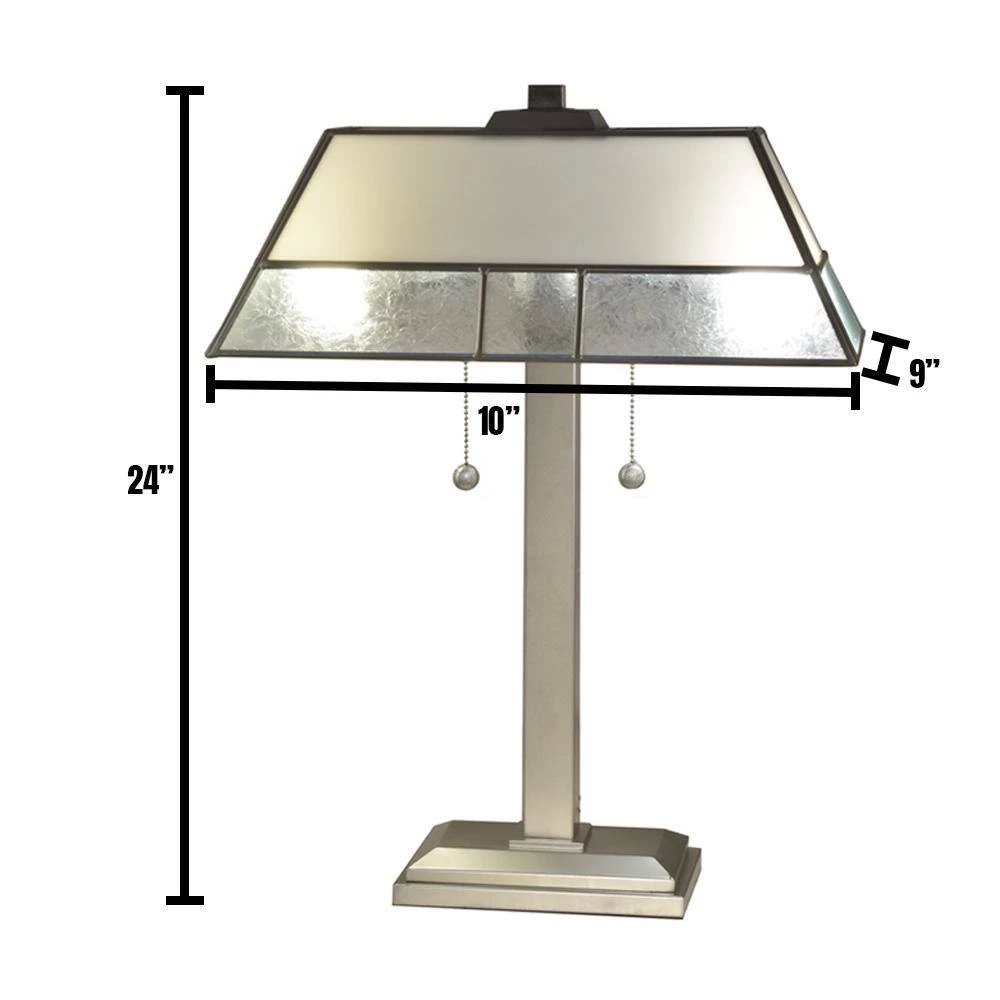 Concord 24 in. Silver Table Lamp with Fused Glass Shade by Springdale Lighting 5 Concord 24 in. Silver Table Lamp with Fused Glass Shade by Springdale Lighting - Image 3