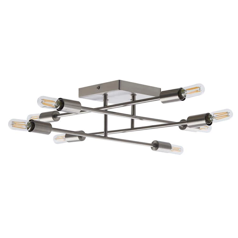 Halton 19.5 in. x 19.5 in. x 4.75 in. H 8-Light Stainless Steel Flush Mount Ceiling Fixture by Bromi Design 3 Halton 19.5 in. x 19.5 in. x 4.75 in. H 8-Light Stainless Steel Flush Mount Ceiling Fixture by Bromi Design