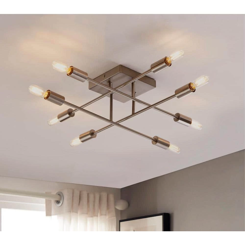 Halton 19.5 in. x 19.5 in. x 4.75 in. H 8-Light Stainless Steel Flush Mount Ceiling Fixture by Bromi Design 4 Halton 19.5 in. x 19.5 in. x 4.75 in. H 8-Light Stainless Steel Flush Mount Ceiling Fixture by Bromi Design - Image 2