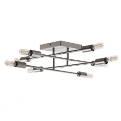 Halton 19.5 in. x 19.5 in. x 4.75 in. H 8-Light Stainless Steel Flush Mount Ceiling Fixture with Bulbs by Bromi Design