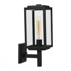 Addison - 1-Light Textured Black Outdoor Wall Lantern Sconce Light with Clear Glass Shade by Robert Stevenson Lighting -Litton Lane Sales textured black robert stevenson lighting outdoor sconces ec1239 1f 1000