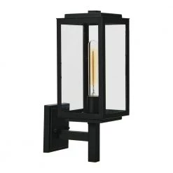 Addison - 1-Light Textured Black Outdoor Wall Lantern Sconce Light with Clear Glass Shade by Robert Stevenson Lighting -Litton Lane Sales textured black robert stevenson lighting outdoor sconces ec1239 4f 1000