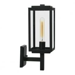 Addison - 1-Light Textured Black Outdoor Wall Lantern Sconce Light with Clear Glass Shade by Robert Stevenson Lighting