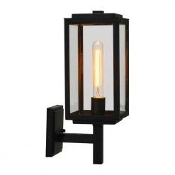 Addison - 1-Light Textured Black Outdoor Wall Lantern Sconce Light with Clear Glass Shade by Robert Stevenson Lighting -Litton Lane Sales textured black robert stevenson lighting outdoor sconces ec1239 c3 1000