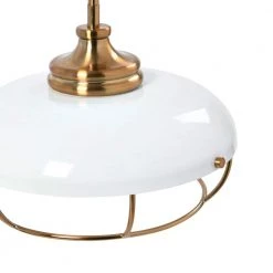 Presley 1-Light Brushed Brass and White Caged Metal Pendant Light by Robert Stevenson Lighting -Litton Lane Sales white brass robert stevenson lighting chandeliers ec1347 4f 1000