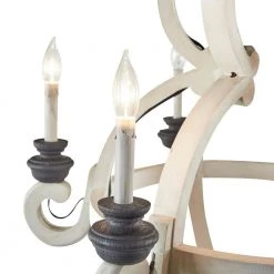 6-Light White Wood Chandelier by Litton Lane -Litton Lane Sales white litton lane chandeliers 42619 40 1000