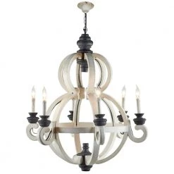 6-Light White Wood Chandelier by Litton Lane
