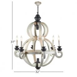 6-Light White Wood Chandelier by Litton Lane -Litton Lane Sales white litton lane chandeliers 42619 76 1000