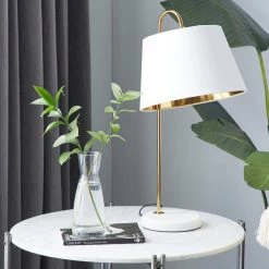 11 in. White Modern Metal Table Lamp by Litton Lane 19 11 in. White Modern Metal Table Lamp by Litton Lane -Litton Lane Sales white litton lane desk lamps 83840 31 1000