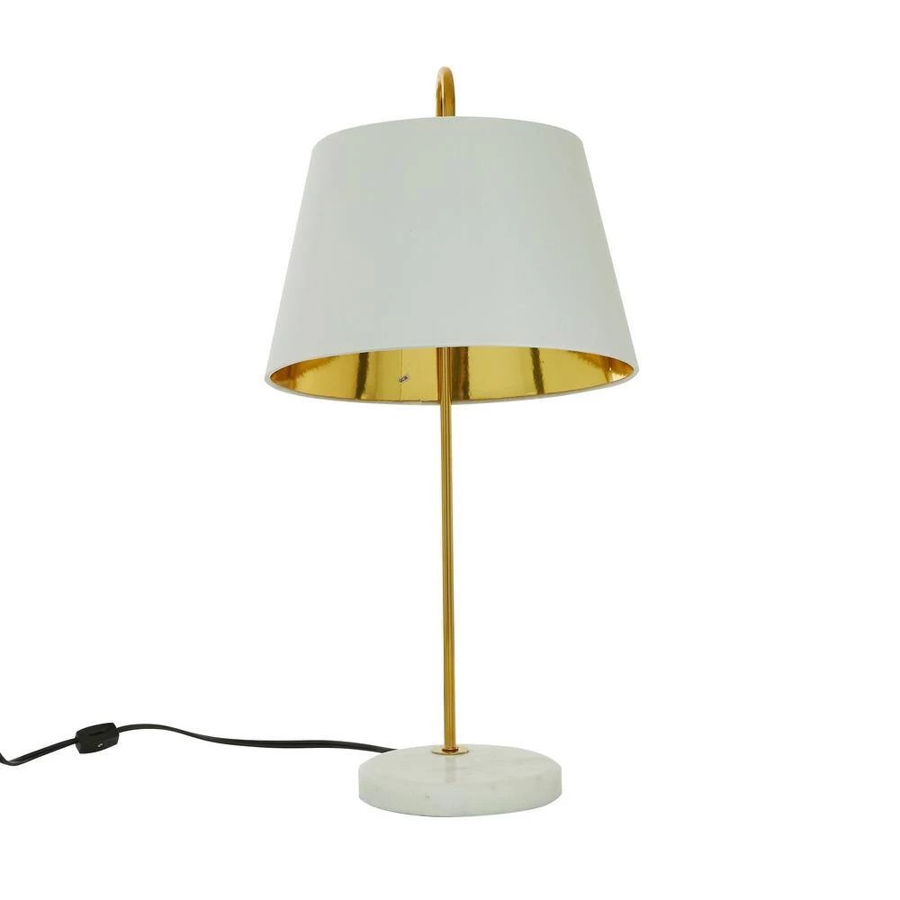 11 in. White Modern Metal Table Lamp by Litton Lane 6 11 in. White Modern Metal Table Lamp by Litton Lane - Image 4