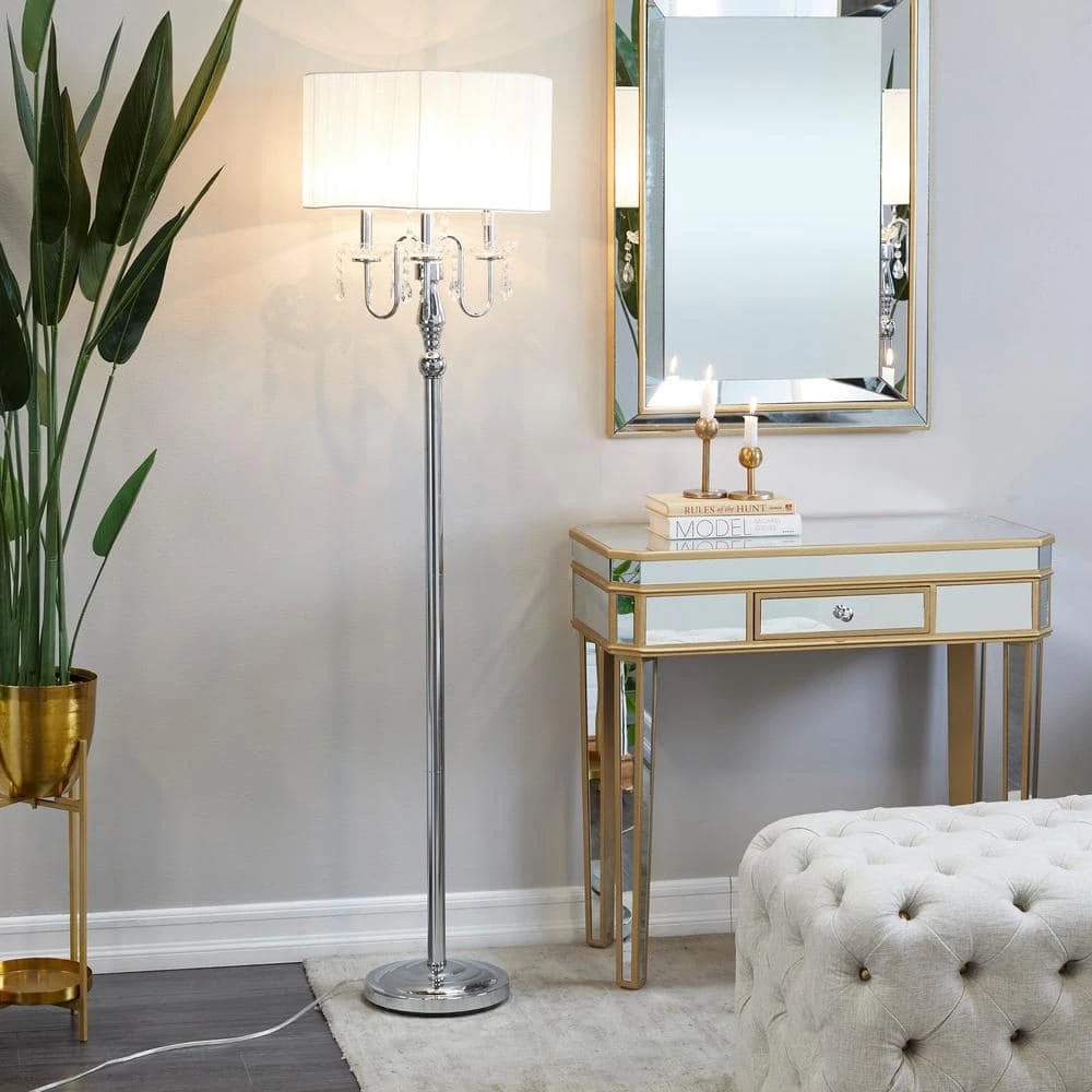 63 in. White Metal Glam Floor Lamp by Litton Lane 10 63 in. White Metal Glam Floor Lamp by Litton Lane - Image 8
