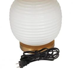 19 in. White Glass Modern Accent Lamp by Litton Lane -Litton Lane Sales white litton lane table lamps 042682 44 1000