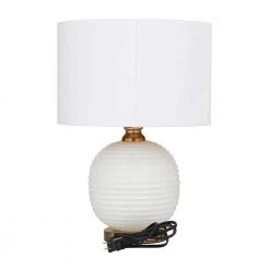 19 in. White Glass Modern Accent Lamp by Litton Lane -Litton Lane Sales white litton lane table lamps 042682 66 1000